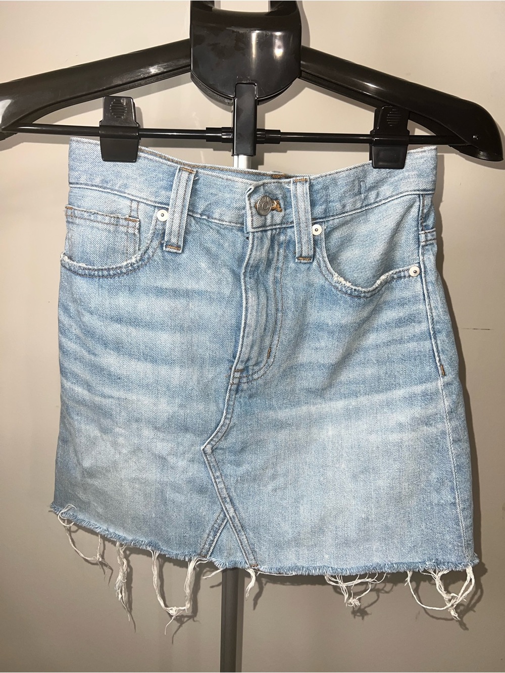 Madewell Light Blue Denim Mini Skirt - Casual Raw Hem